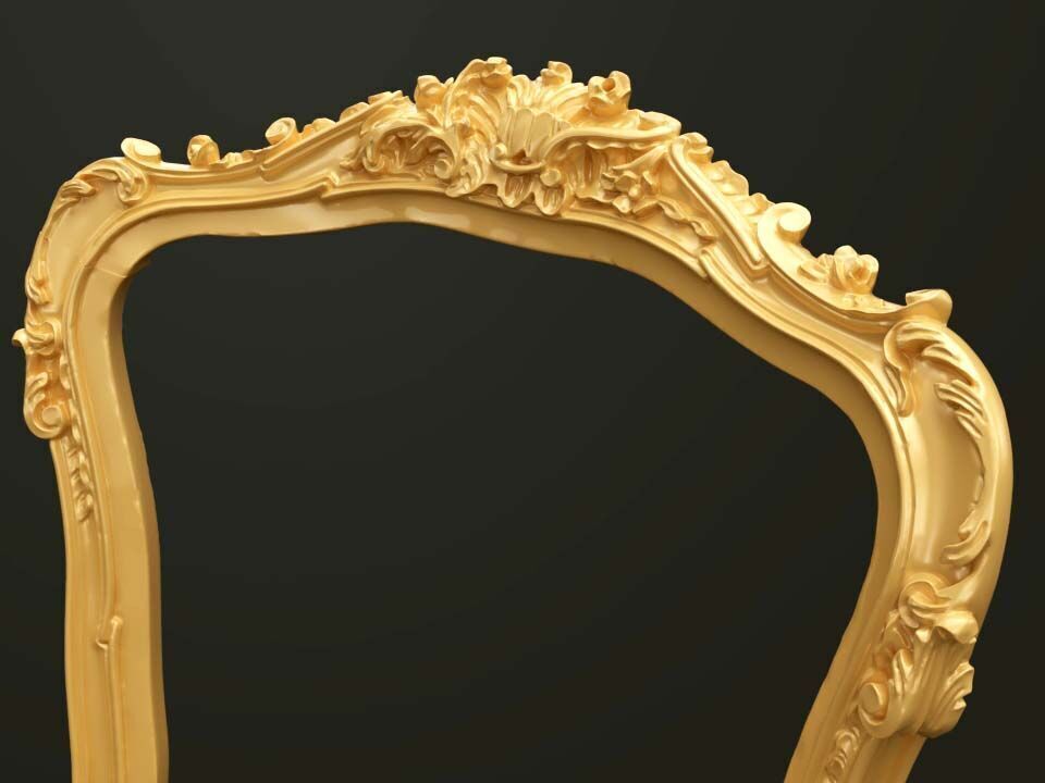 Classic Baroque Style Wooden Chair Base for CNC 3D model_2