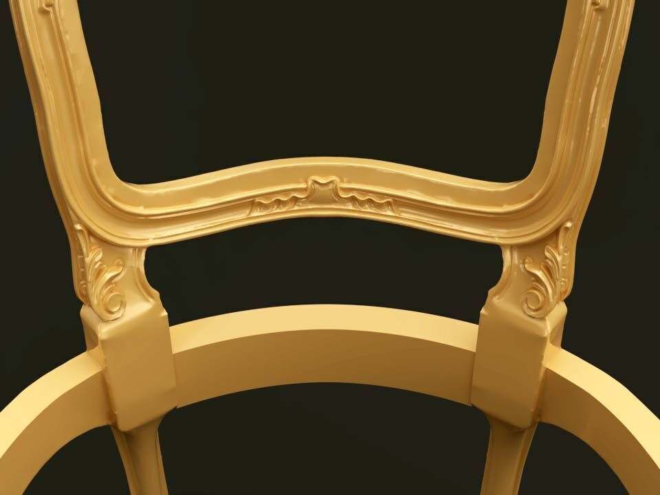 Classic Baroque Style Wooden Chair Base for CNC 3D model_5