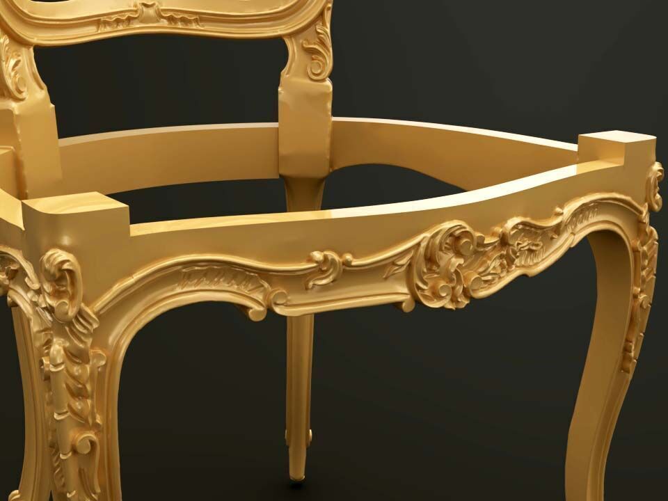 Classic Baroque Style Wooden Chair Base for CNC 3D model_3