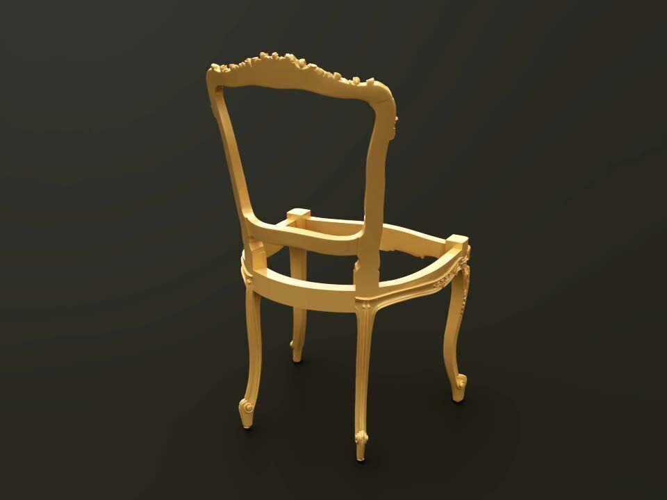 Classic Baroque Style Wooden Chair Base for CNC 3D model_1