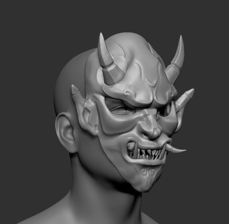 samurai mask 3D print model  3D print model_7