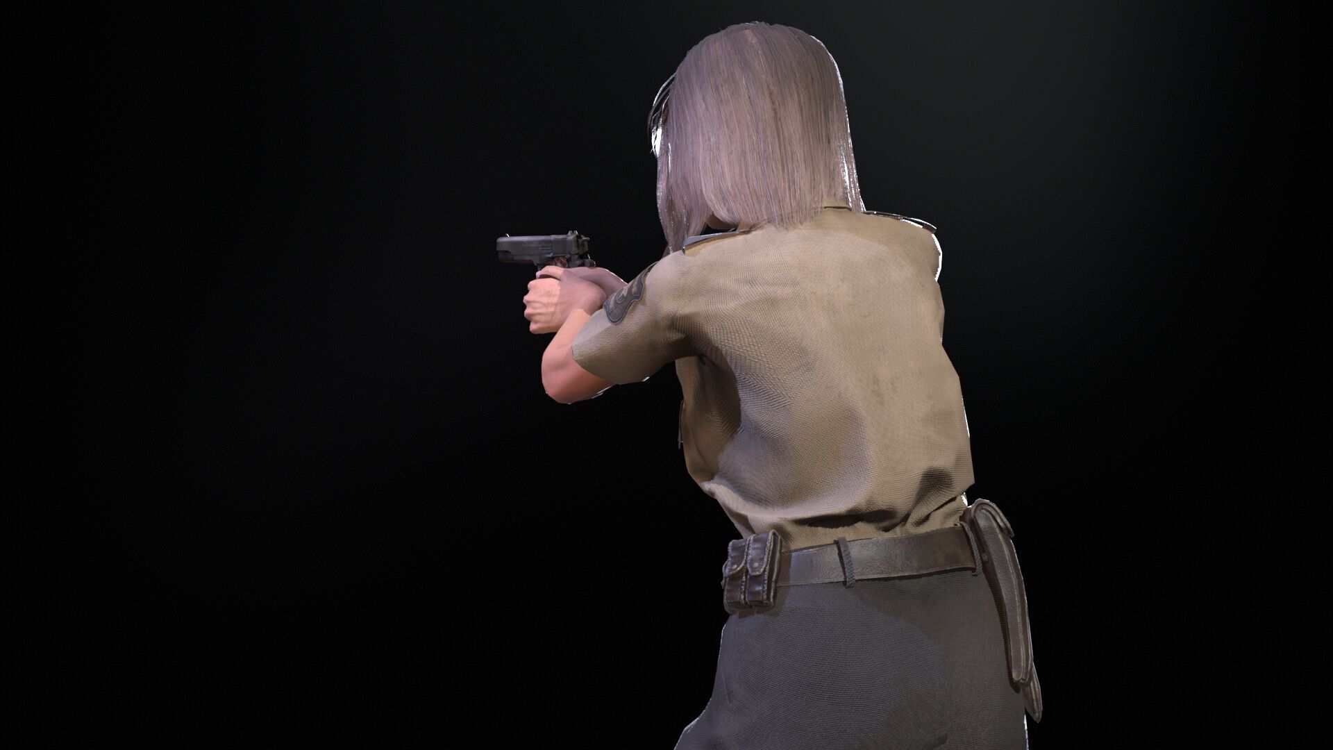 Police Woman Low-poly 3D model_16