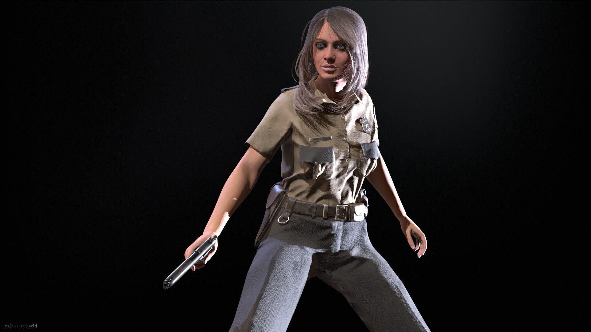 Police Woman Low-poly 3D model_6