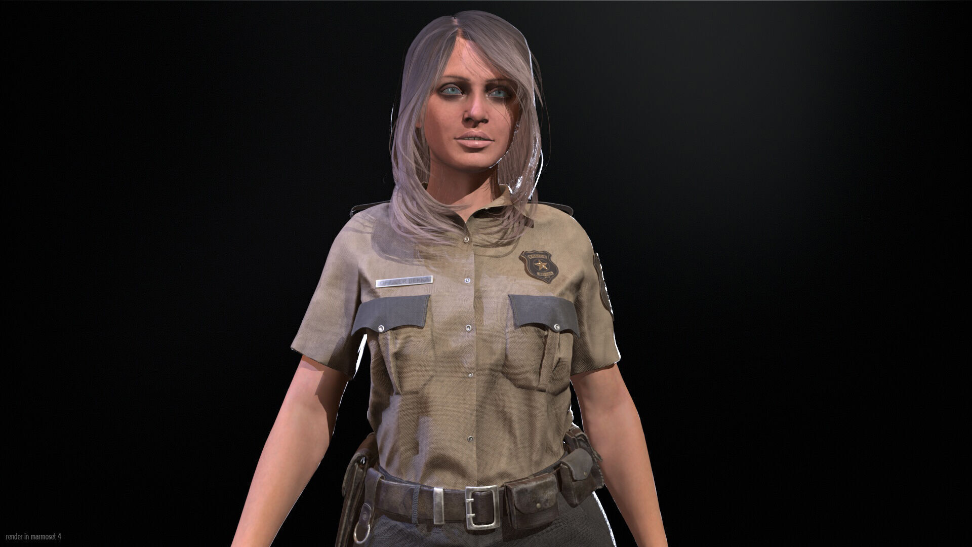 Police Woman Low-poly 3D model_5
