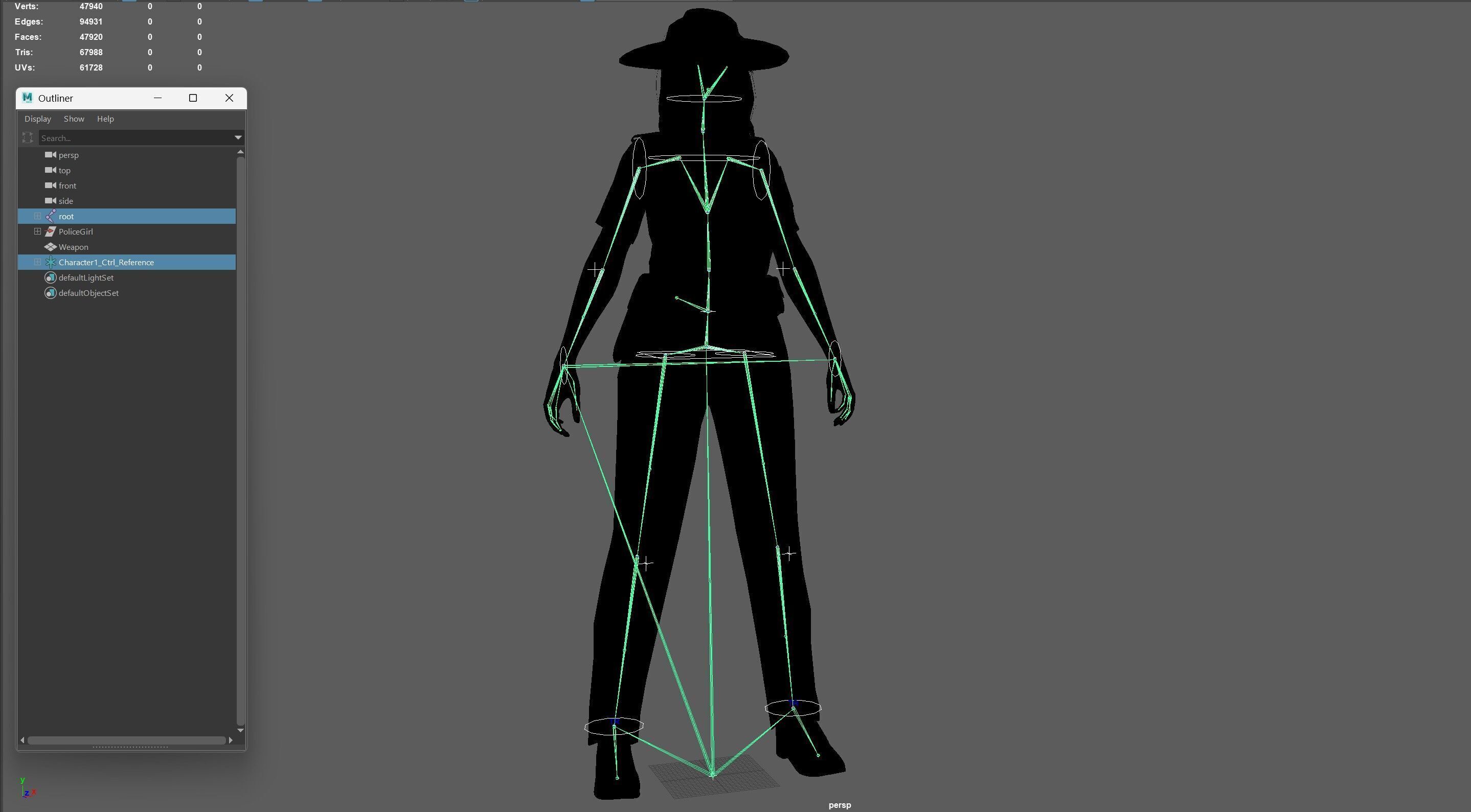 Police Woman Low-poly 3D model_39