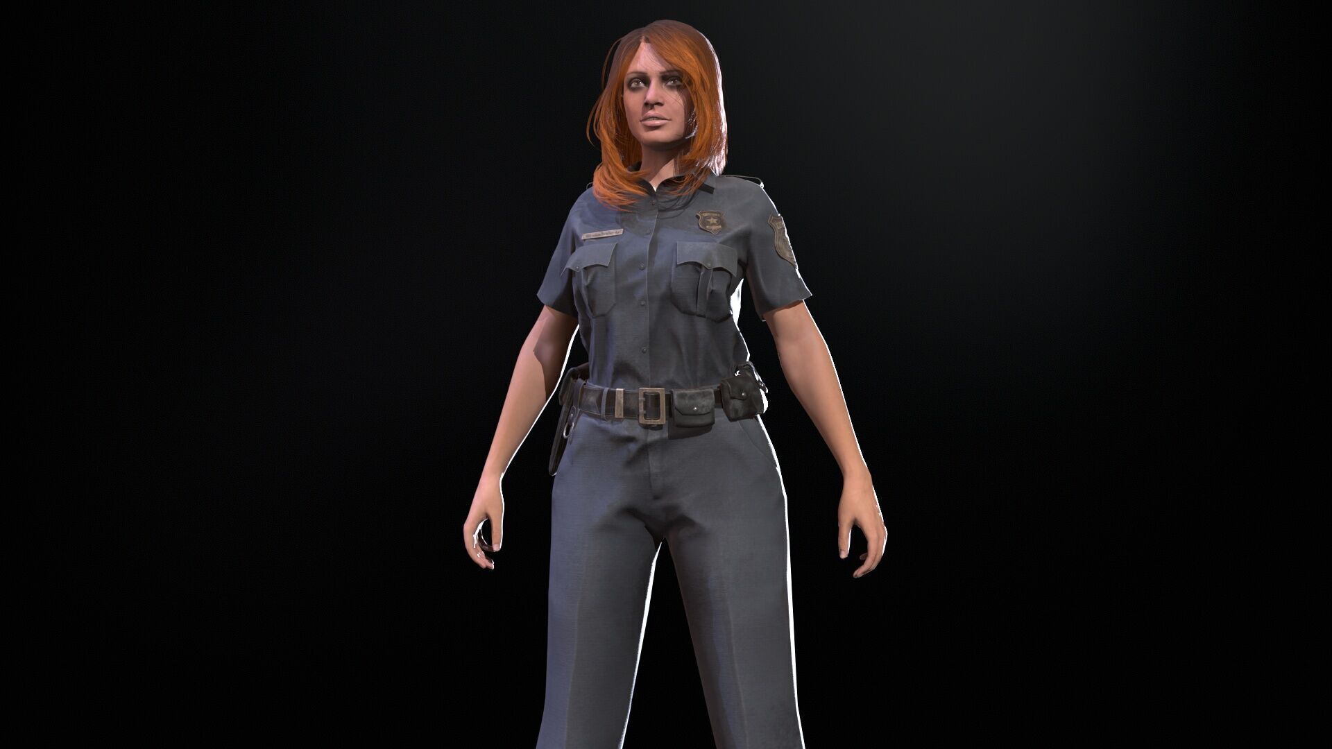 Police Woman Low-poly 3D model_33