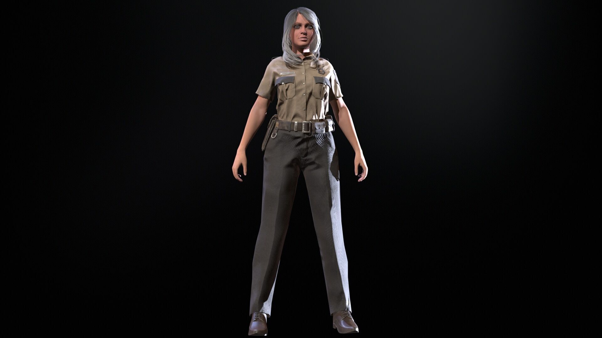 Police Woman Low-poly 3D model_27