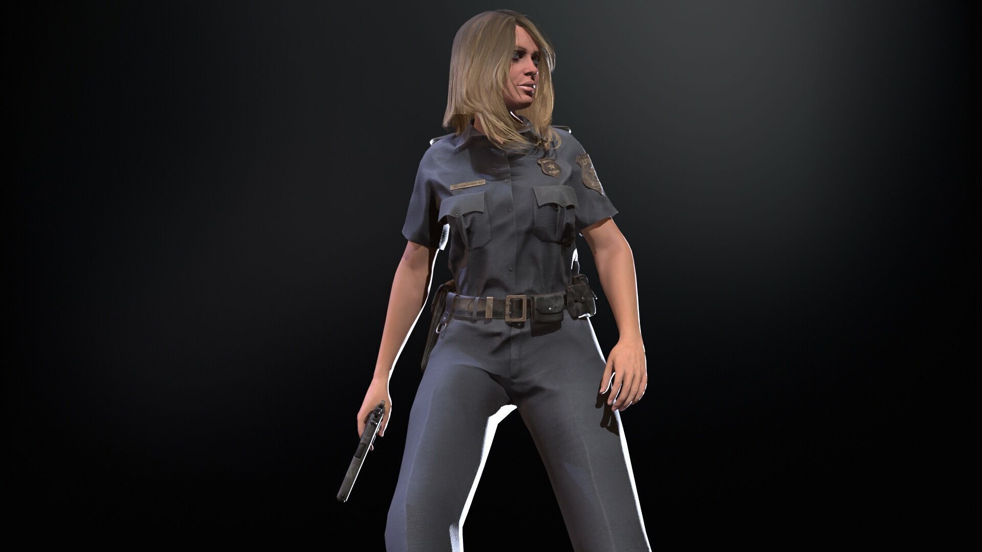 Police Woman Low-poly 3D model_15
