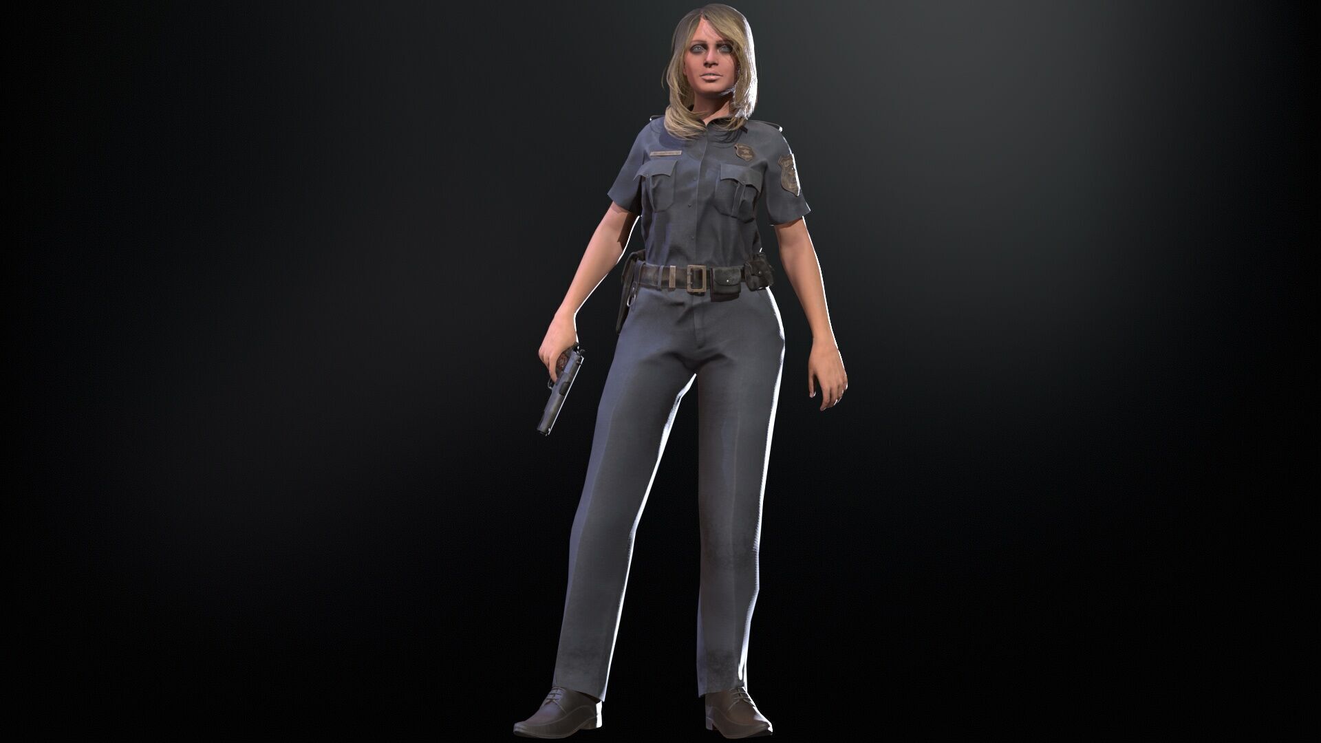 Police Woman Low-poly 3D model_18
