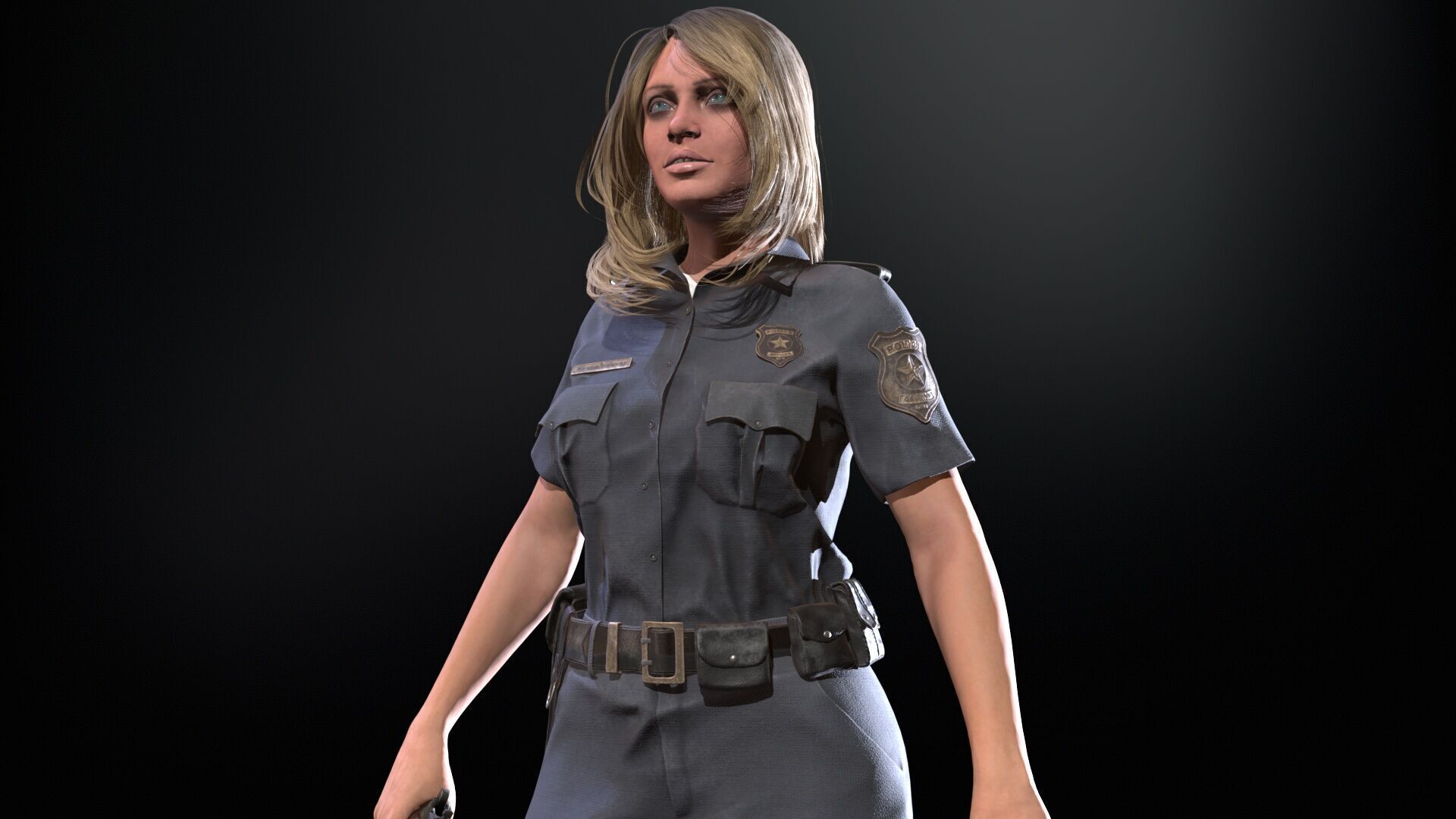 Police Woman Low-poly 3D model_24
