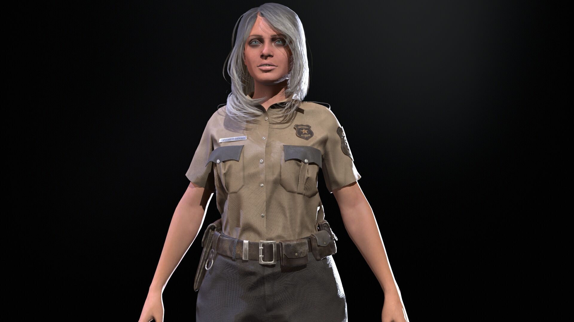 Police Woman Low-poly 3D model_35