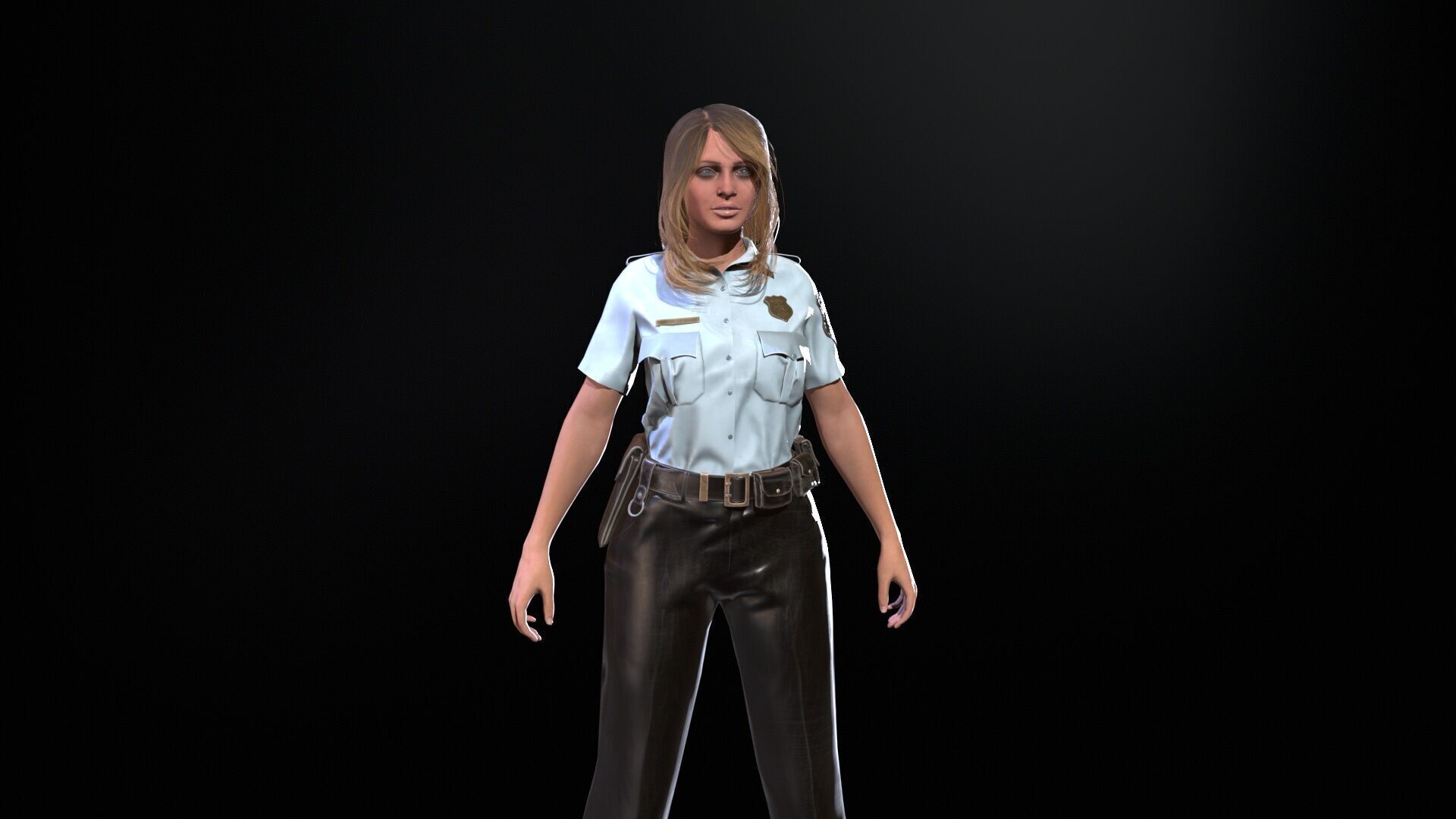 Police Woman Low-poly 3D model_32