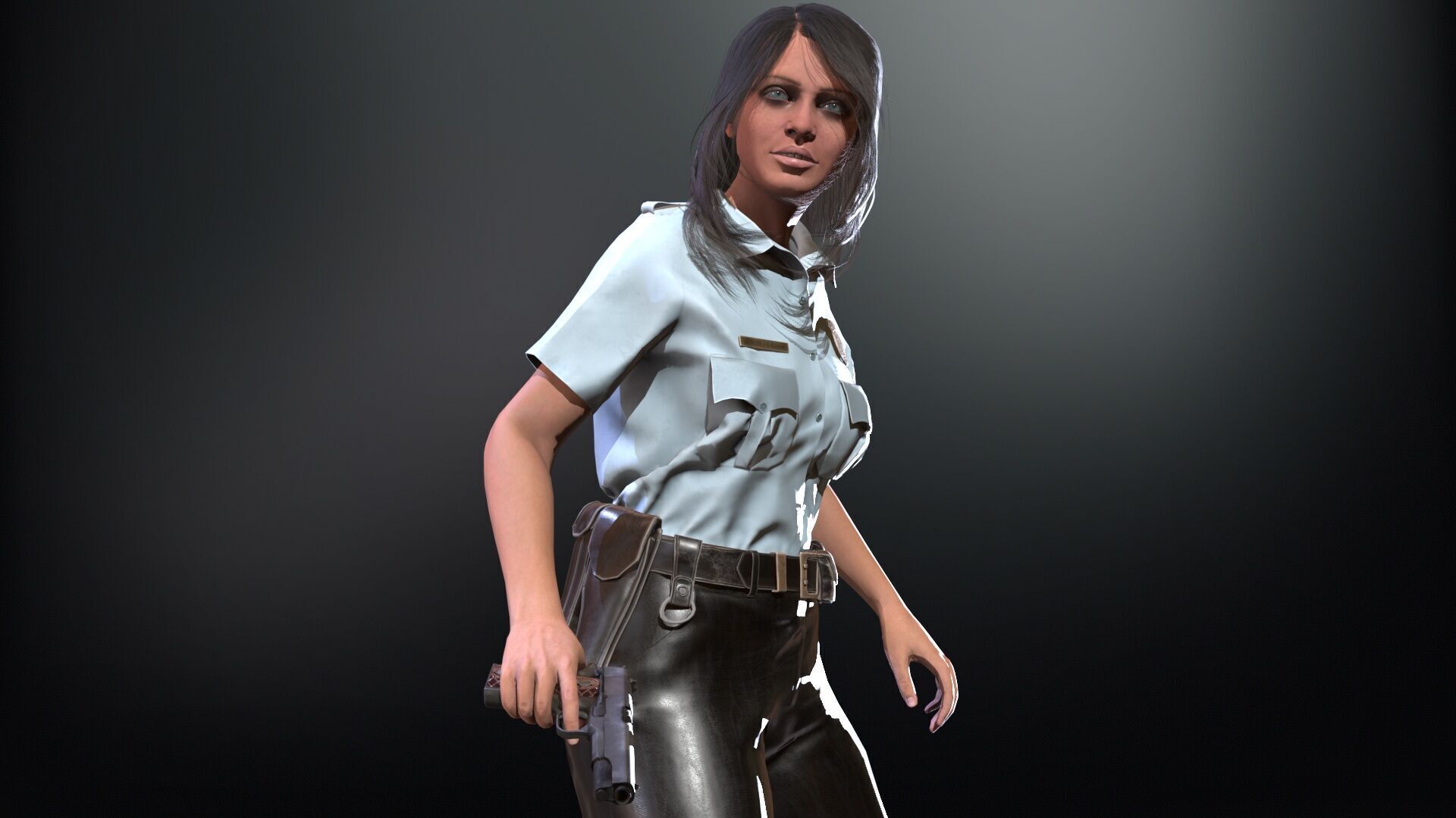 Police Woman Low-poly 3D model_21