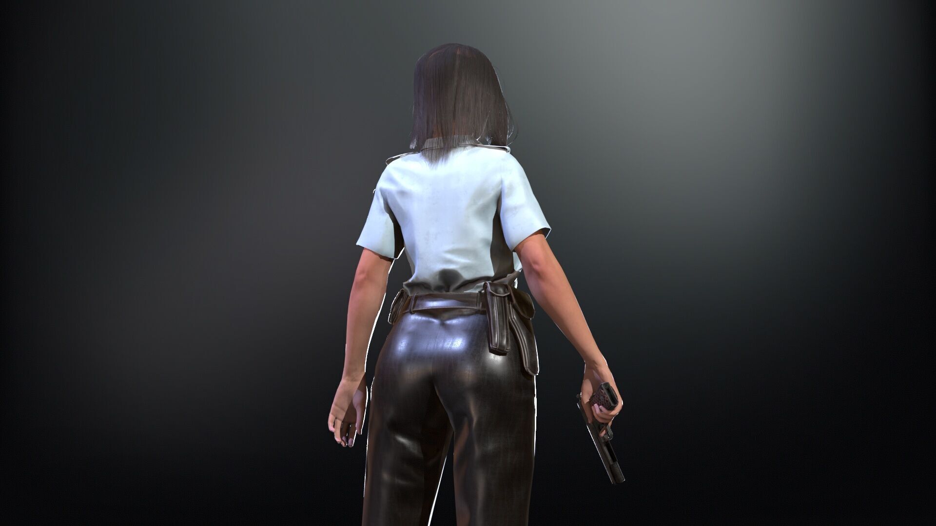 Police Woman Low-poly 3D model_14