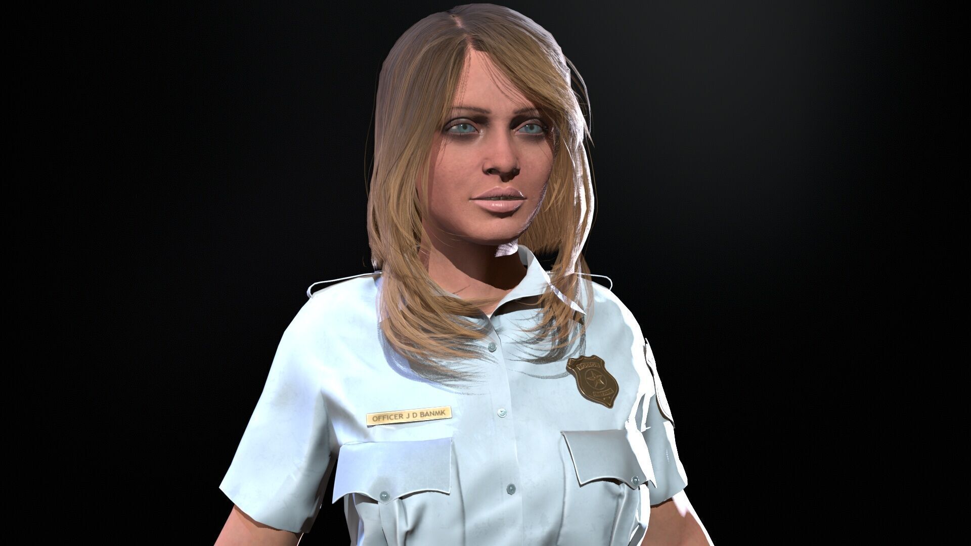 Police Woman Low-poly 3D model_29