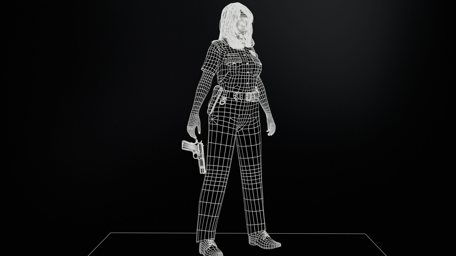 Police Woman Low-poly 3D model_26