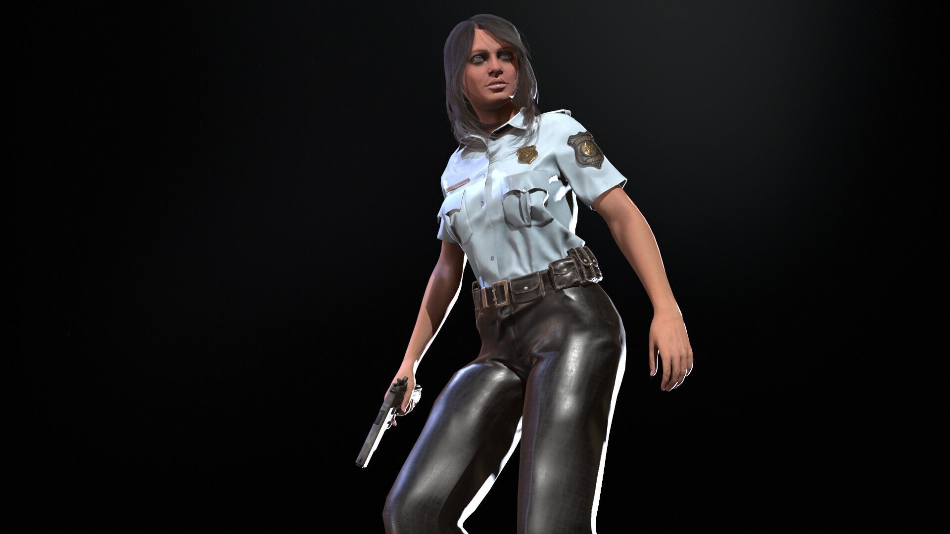 Police Woman Low-poly 3D model_13