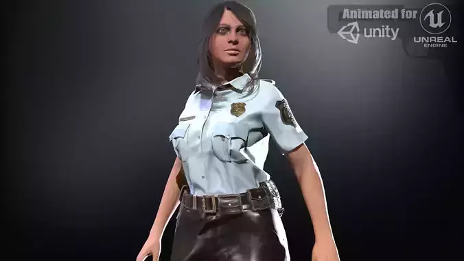 Police Woman Low-poly 3D model