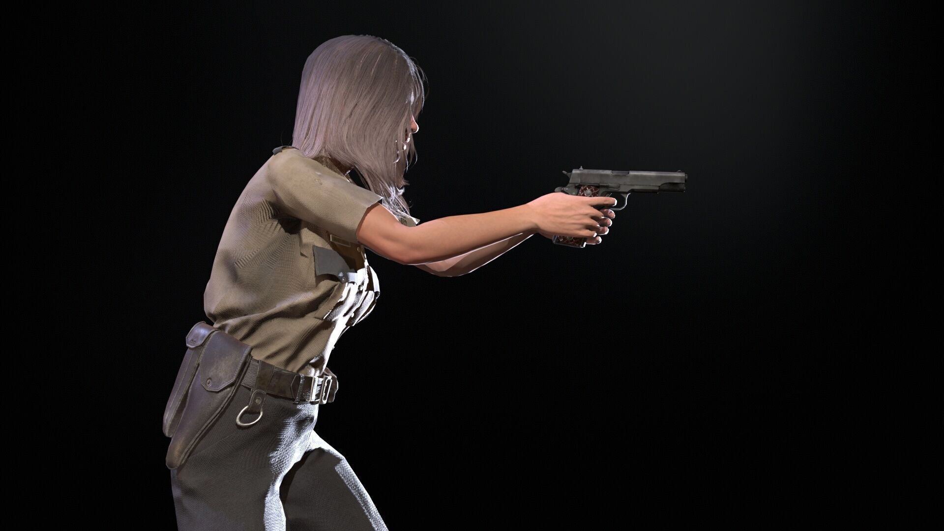 Police Woman Low-poly 3D model_11