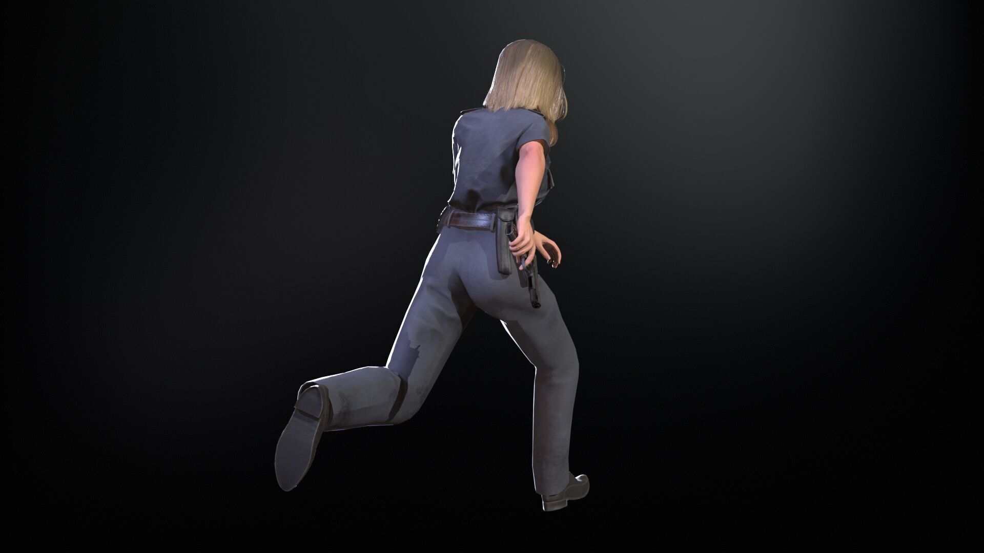 Police Woman Low-poly 3D model_17