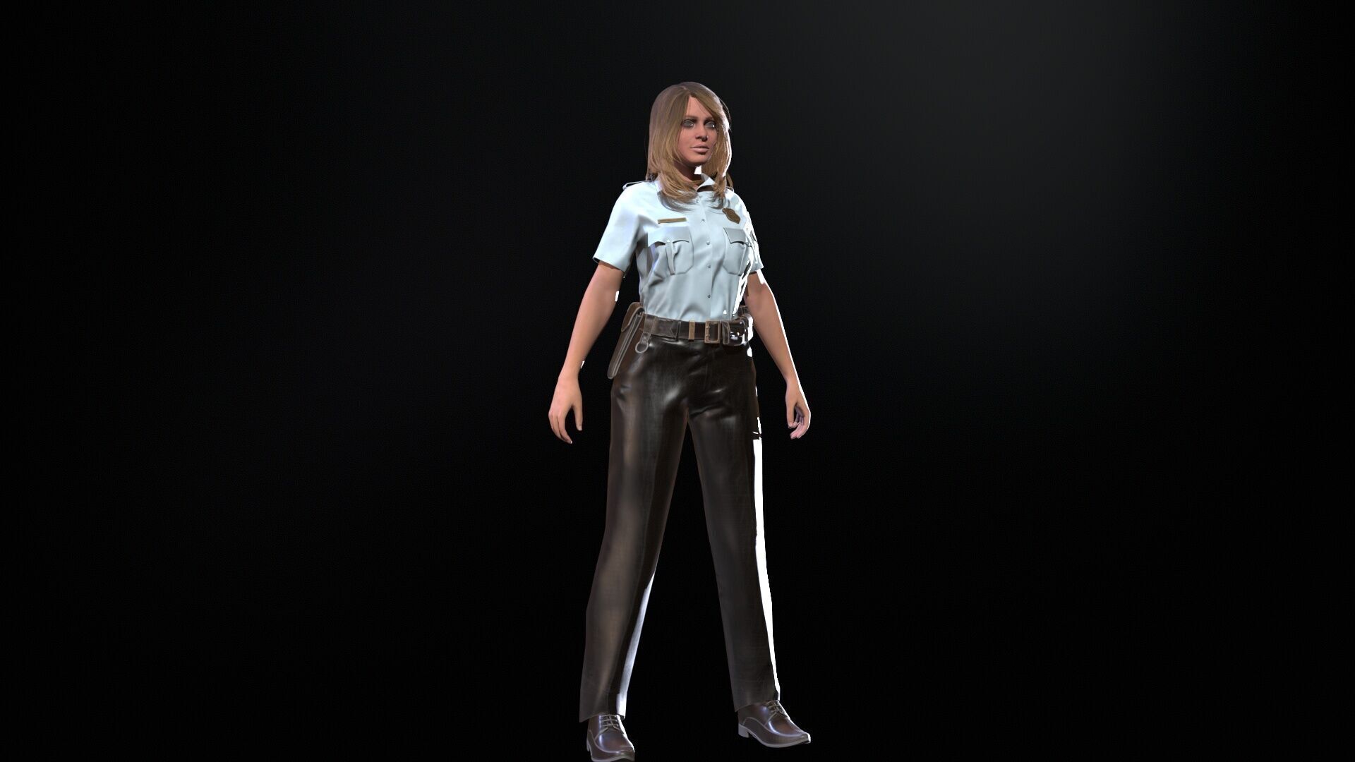 Police Woman Low-poly 3D model_28