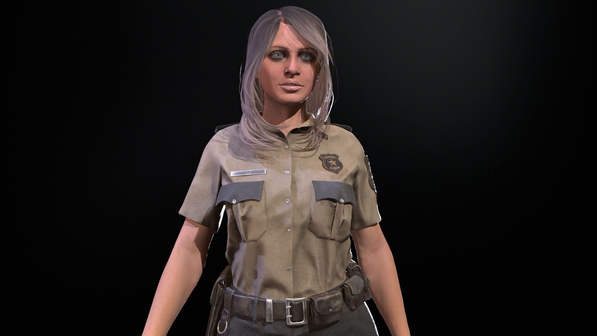Police Woman Low-poly 3D model_2