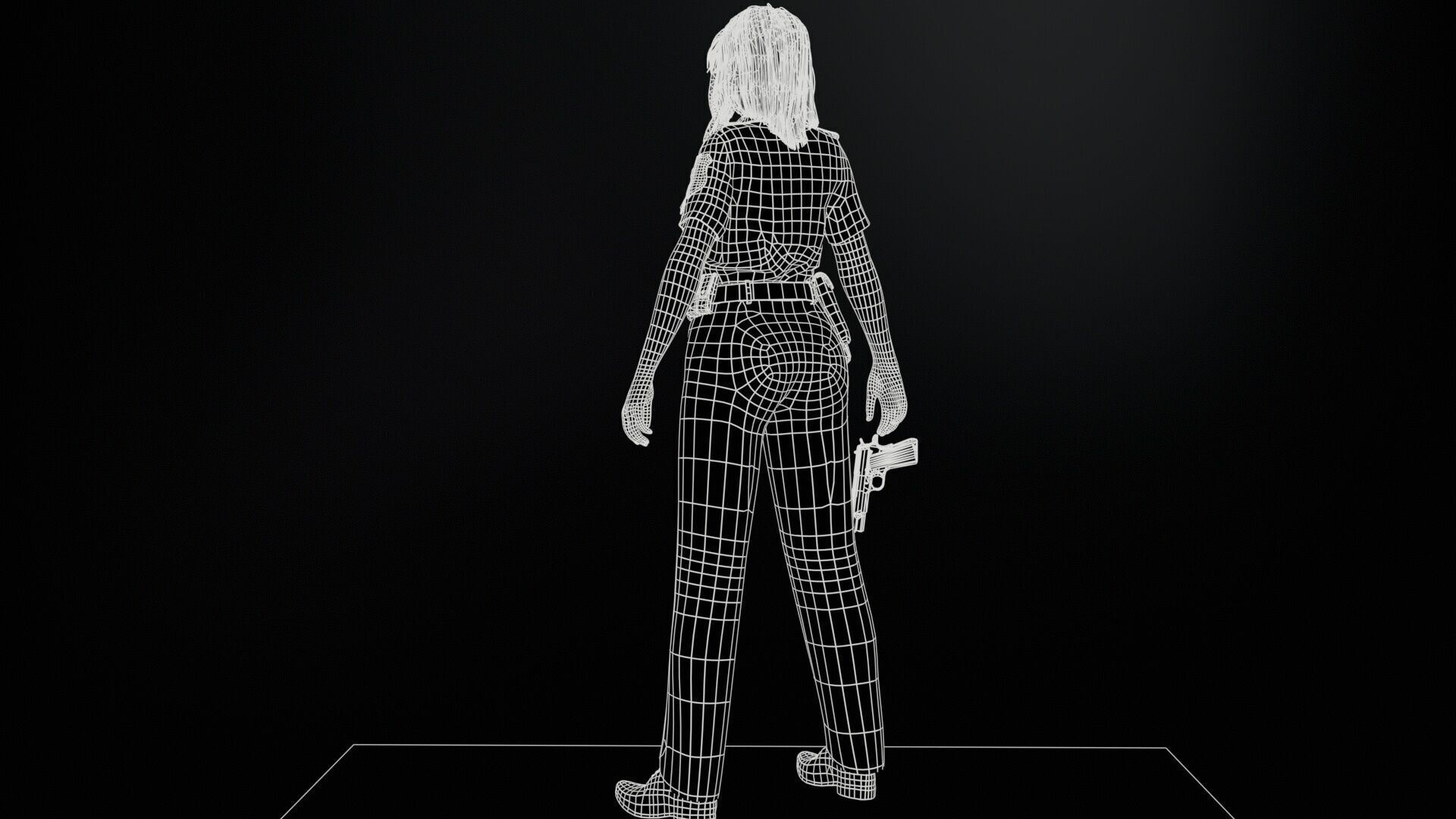 Police Woman Low-poly 3D model_22