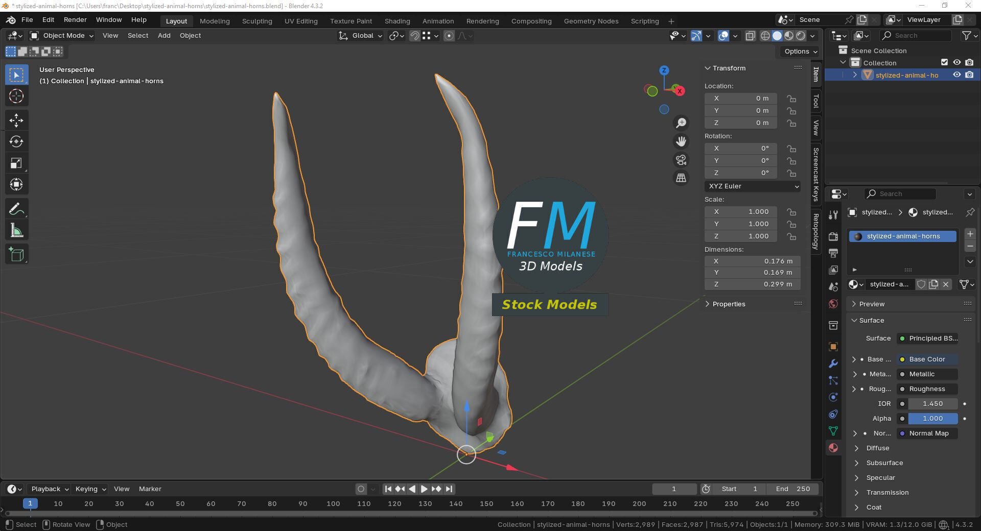 Stylized animal horns 3D model_9
