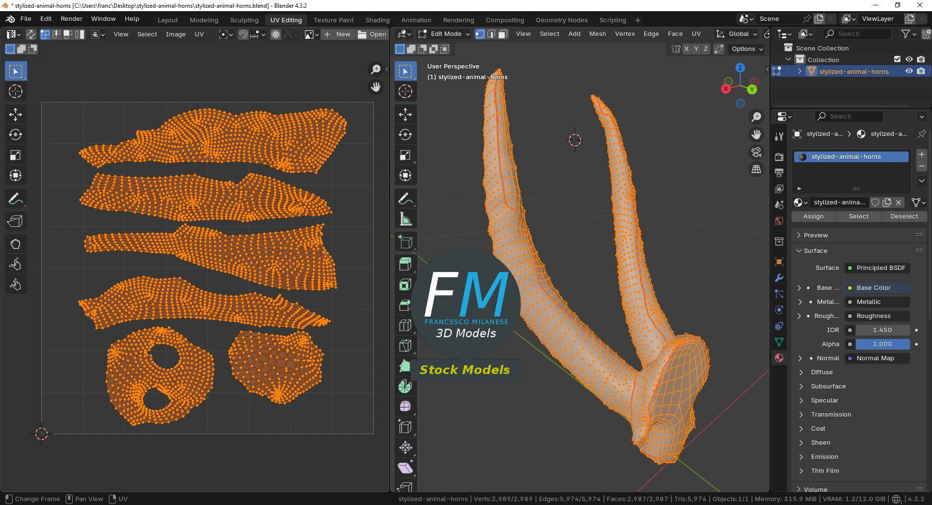 Stylized animal horns 3D model_10