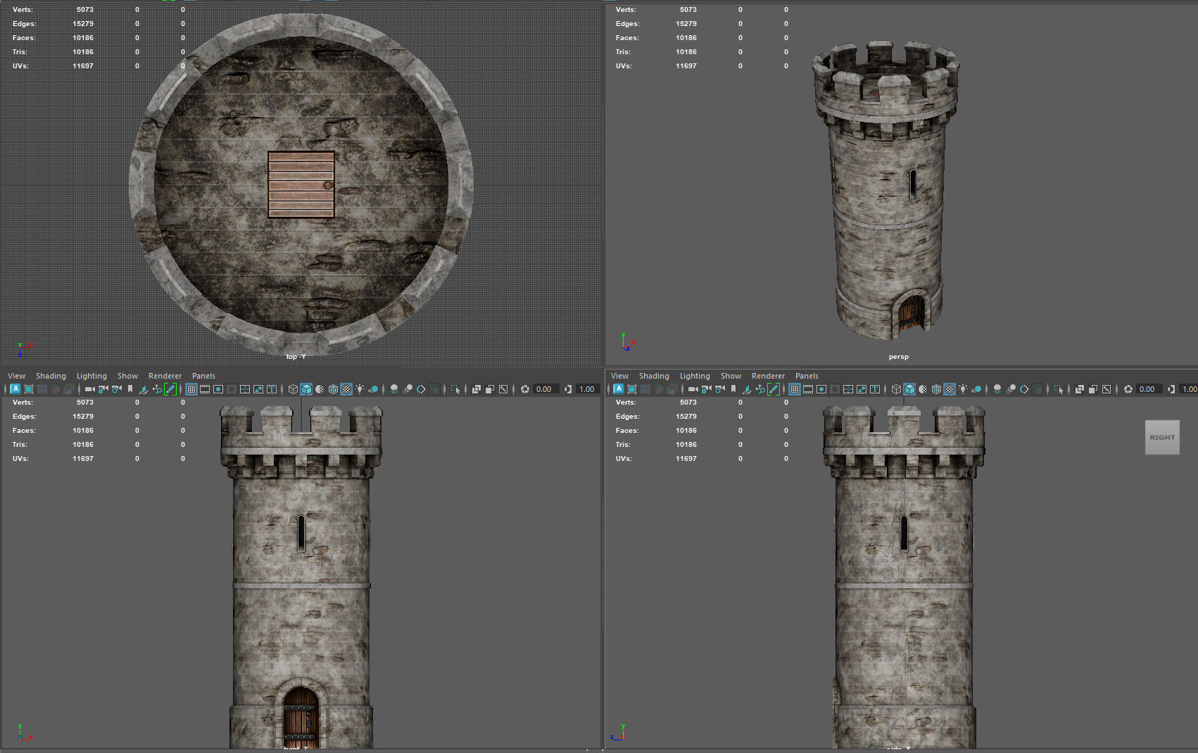 Medieval Castle Tower 3D model_6