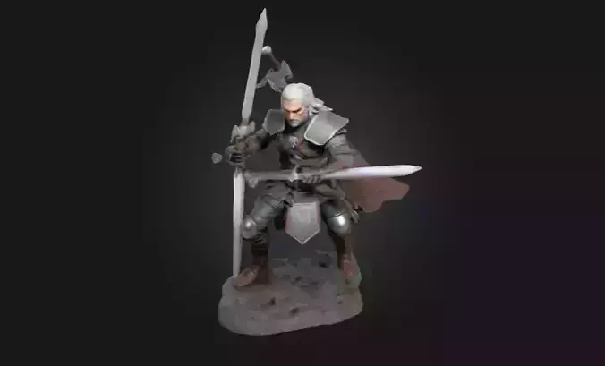 Geralt of Rivia 3D Printable Statue  Highly Detailed Witcher  3D print model