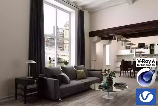 Living Room 05 - Vray6 - C4D