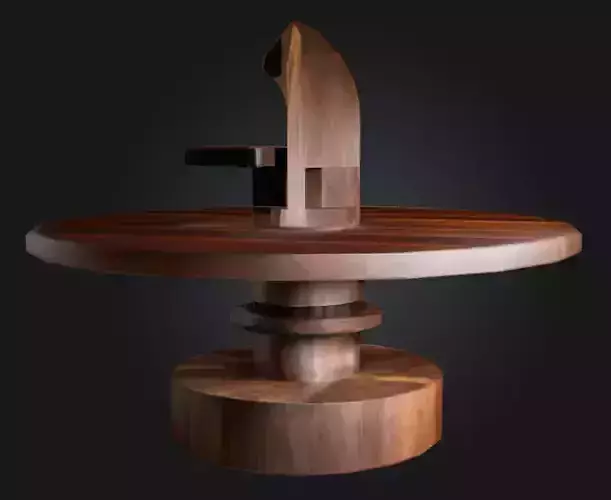 Round wooden table with modern design