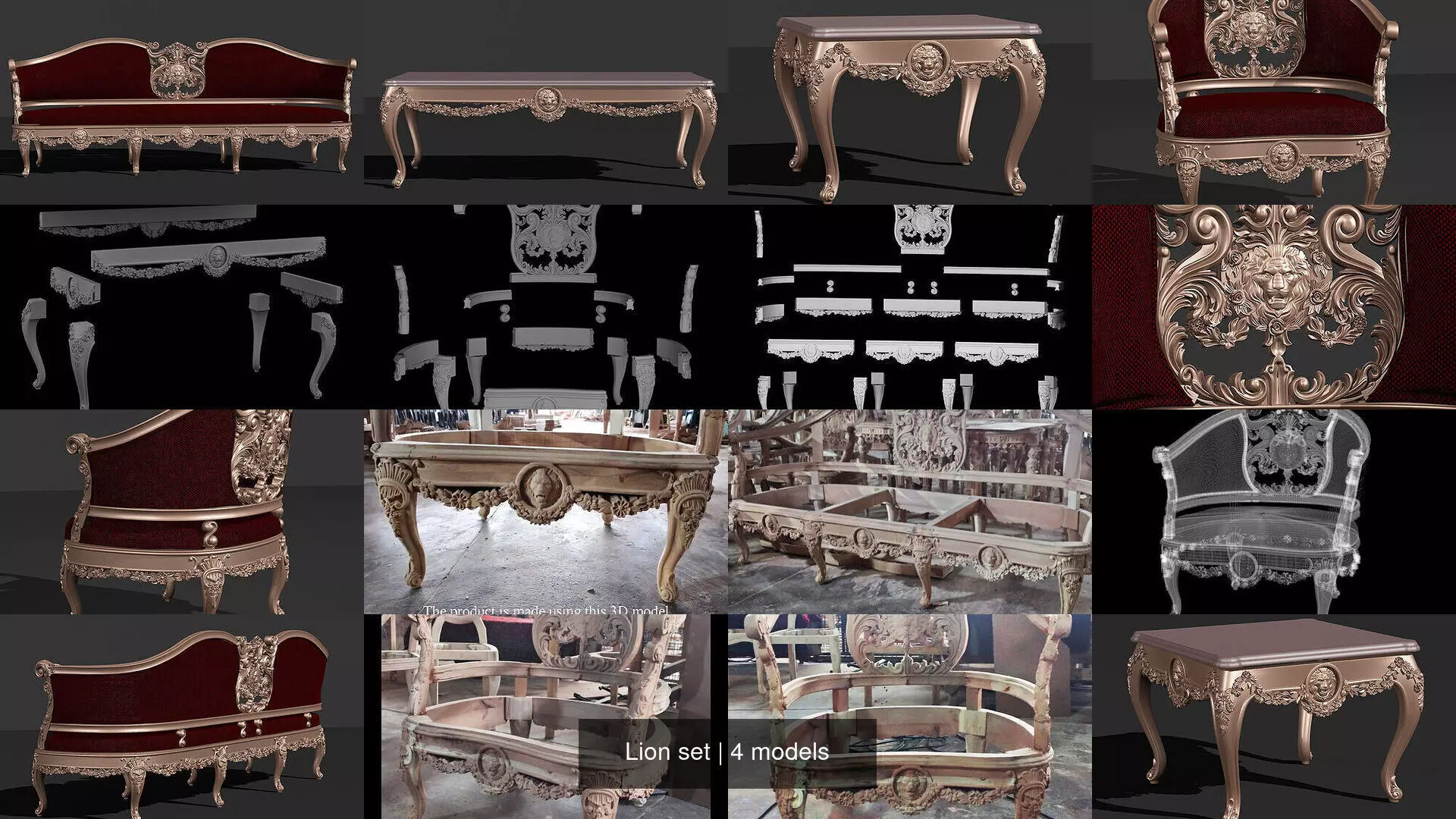 Lion set 3D Model Collection_1