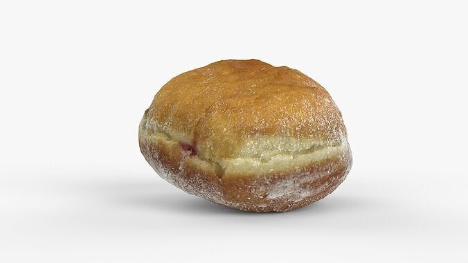 Photorealistic 3D scan of jelly donut or German Jam Doughnut Low-poly 3D model 7