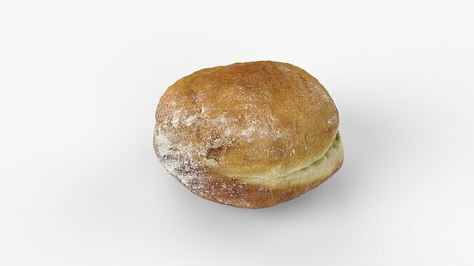 Photorealistic 3D scan of jelly donut or German Jam Doughnut Low-poly 3D model 2