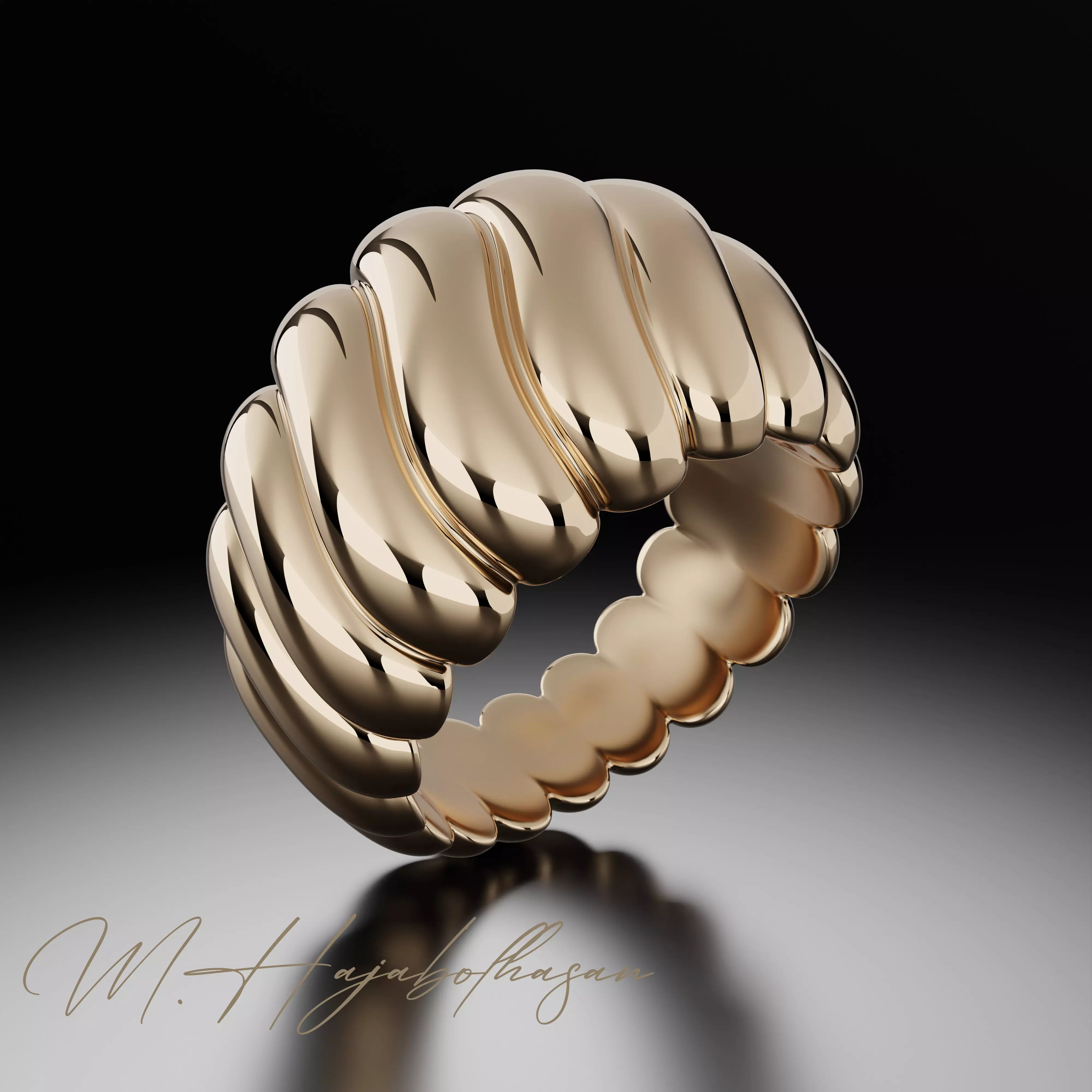 Golden Twirl Elegance 3D print model_0