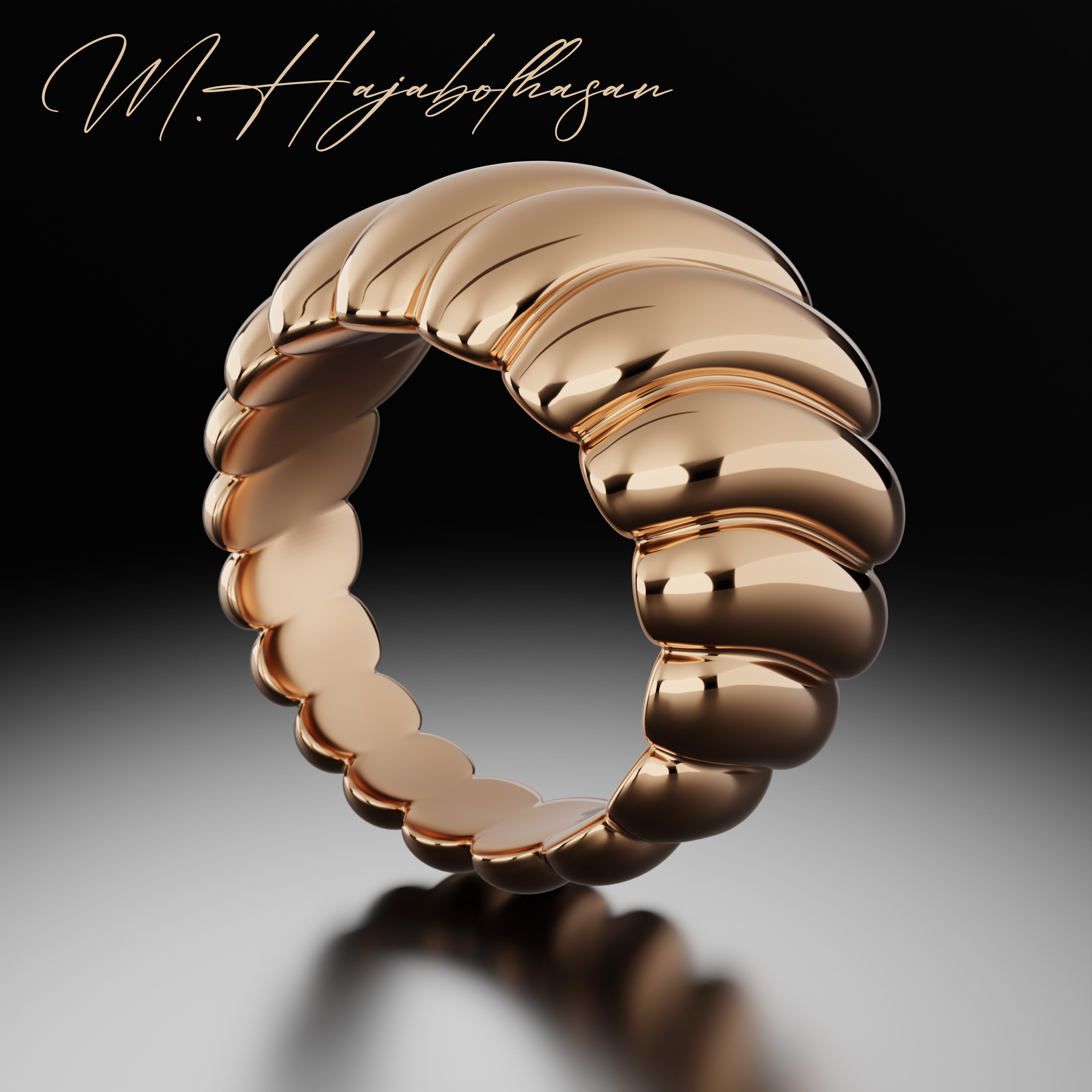 Golden Twirl Elegance 3D print model_3