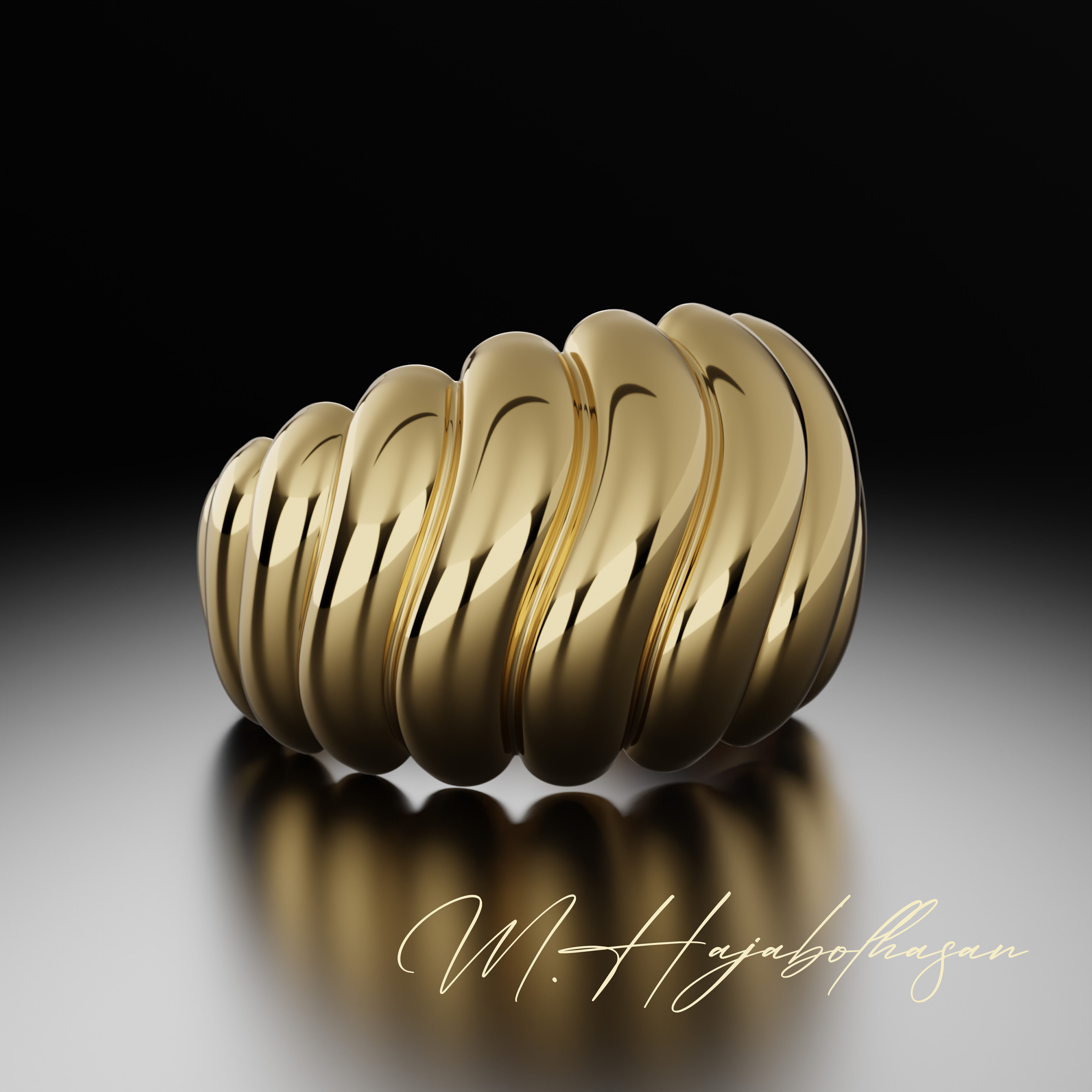 Golden Twirl Elegance 3D print model_2