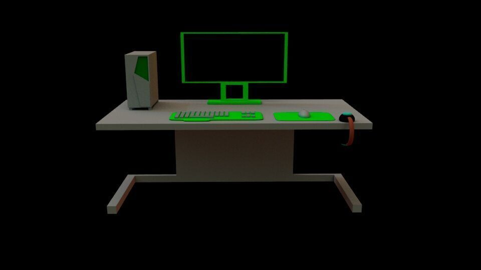 Pc work shop low poly Low-poly 3D model_1
