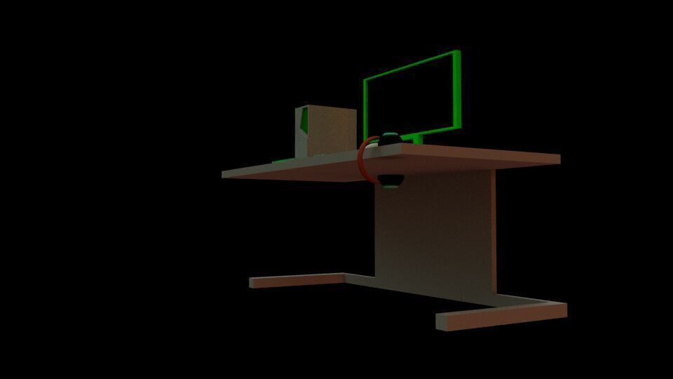 Pc work shop low poly Low-poly 3D model_3