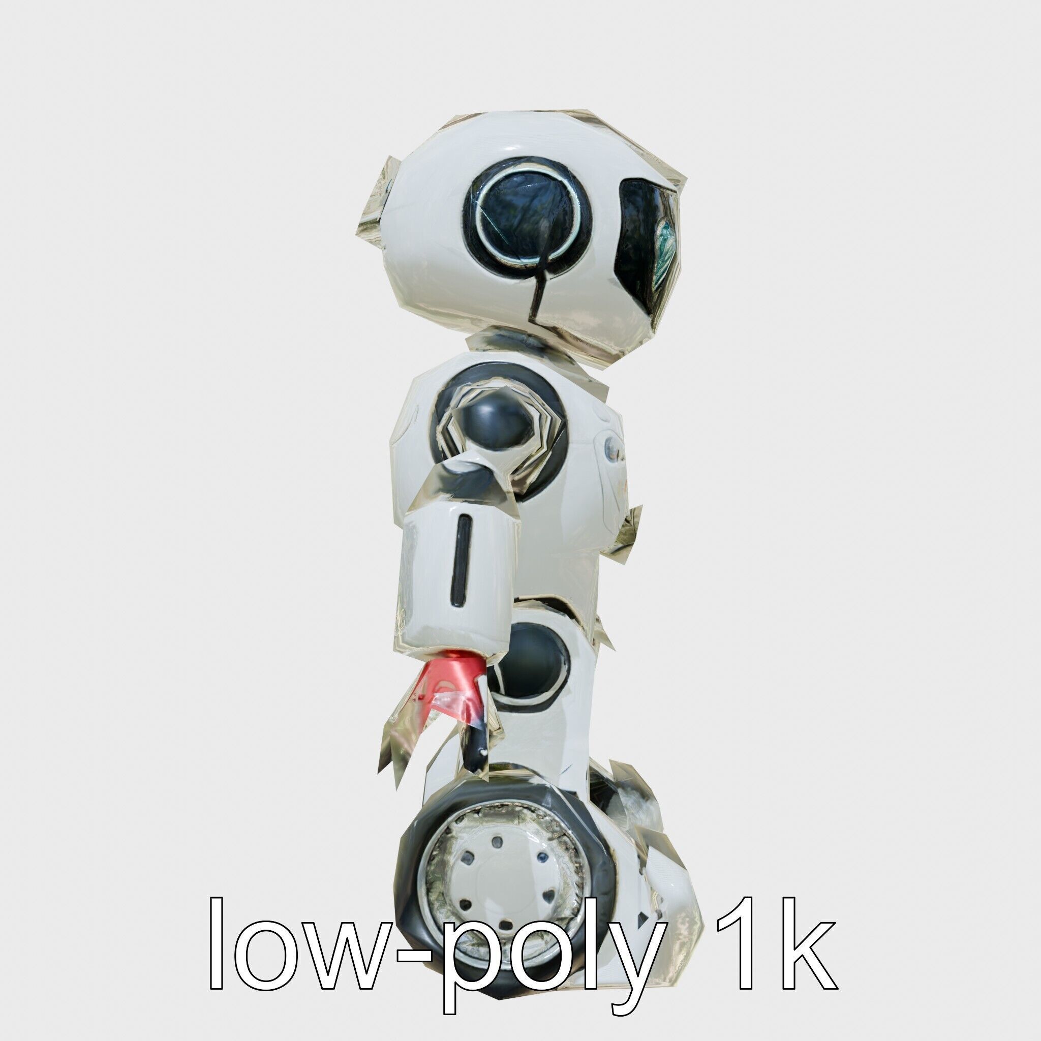 Stylish Toy Robot Assistant with Neon Indicators Low-poly 3D model_7