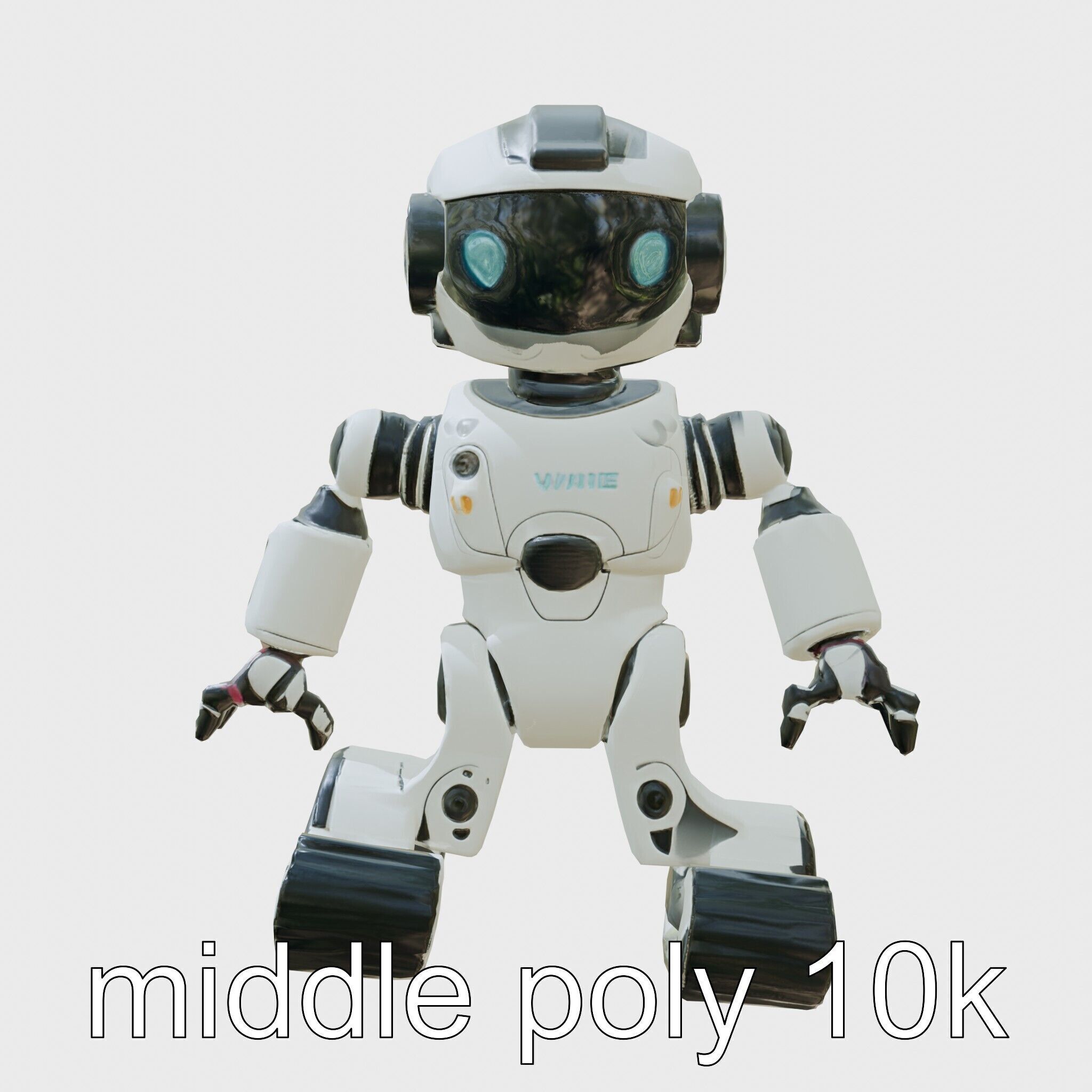 Stylish Toy Robot Assistant with Neon Indicators Low-poly 3D model_18