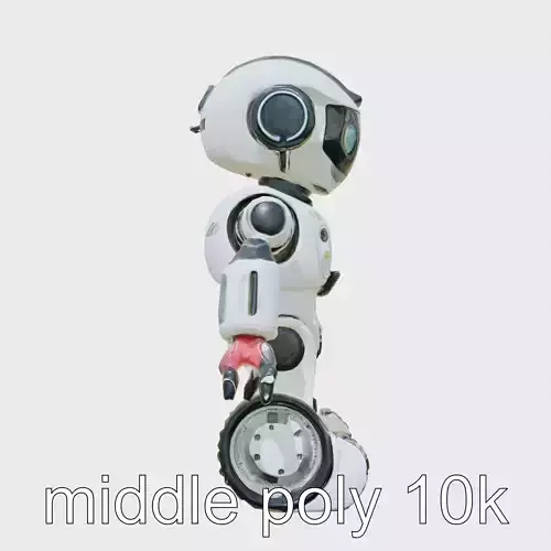 Stylish Toy Robot Assistant with Neon Indicators Low-poly 3D model