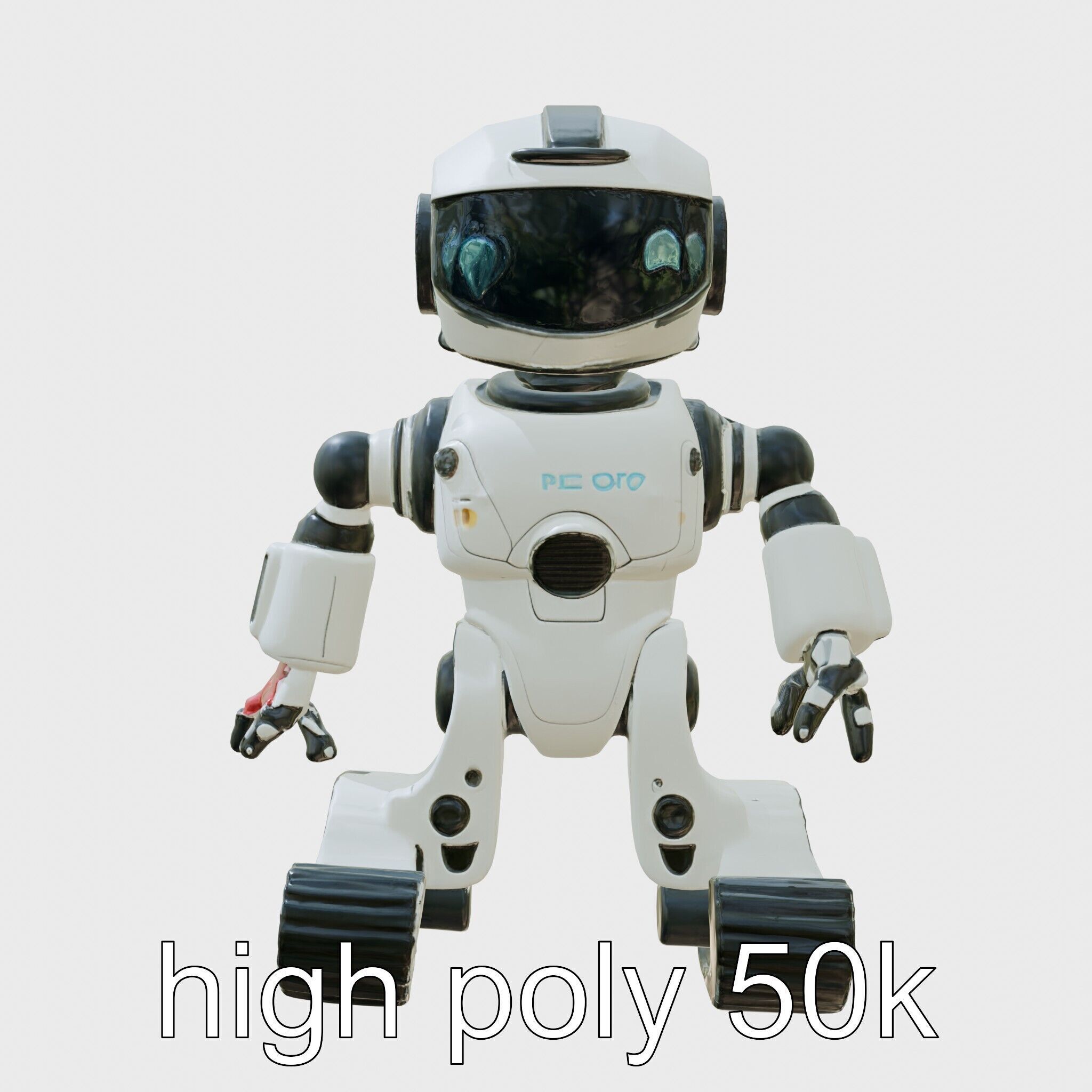 Stylish Toy Robot Assistant with Neon Indicators Low-poly 3D model_5