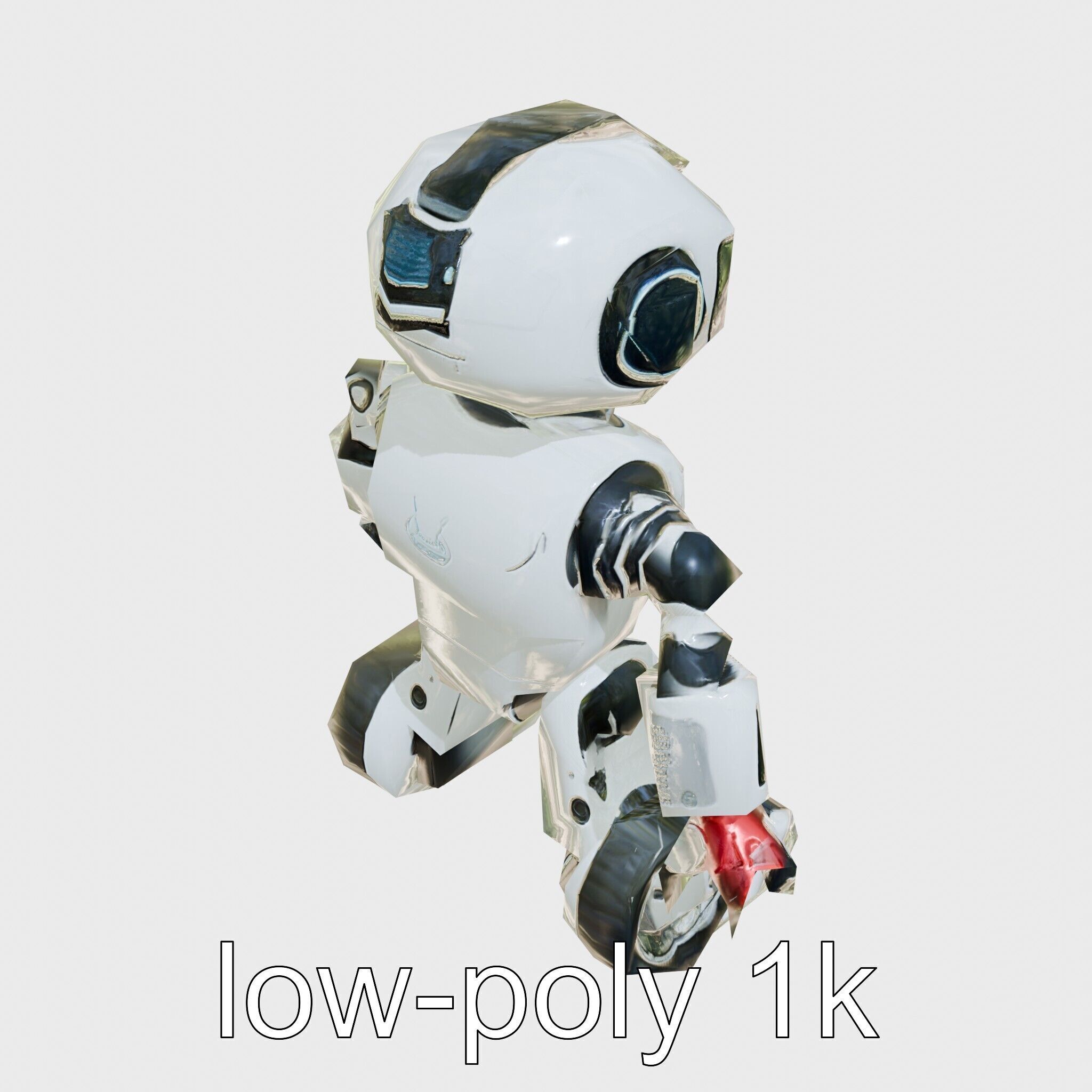 Stylish Toy Robot Assistant with Neon Indicators Low-poly 3D model_22