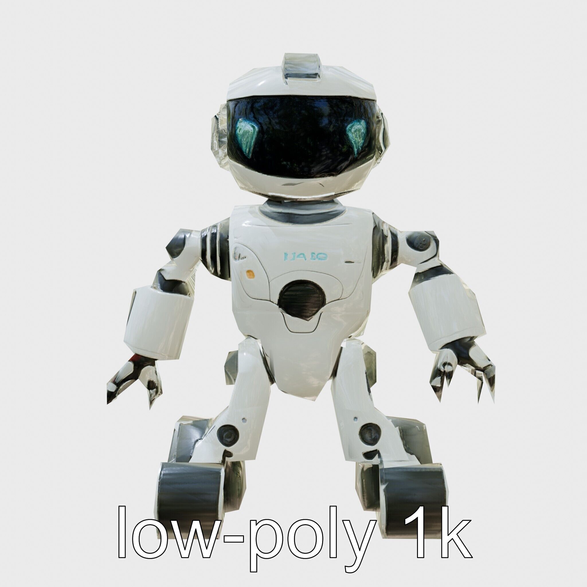 Stylish Toy Robot Assistant with Neon Indicators Low-poly 3D model_28