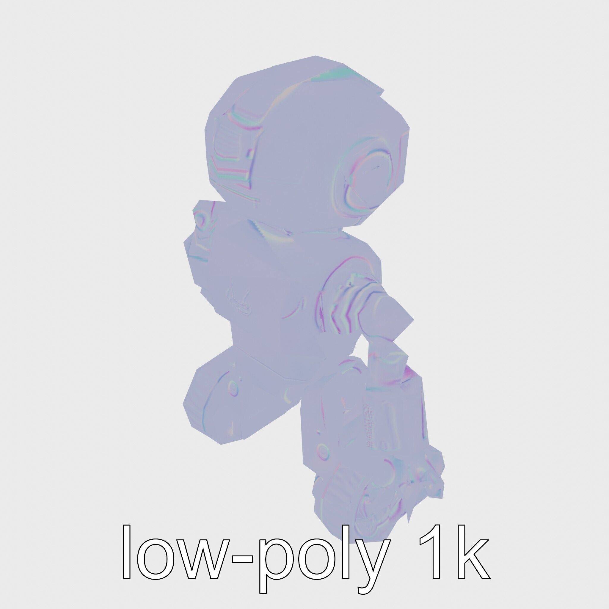 Stylish Toy Robot Assistant with Neon Indicators Low-poly 3D model_27