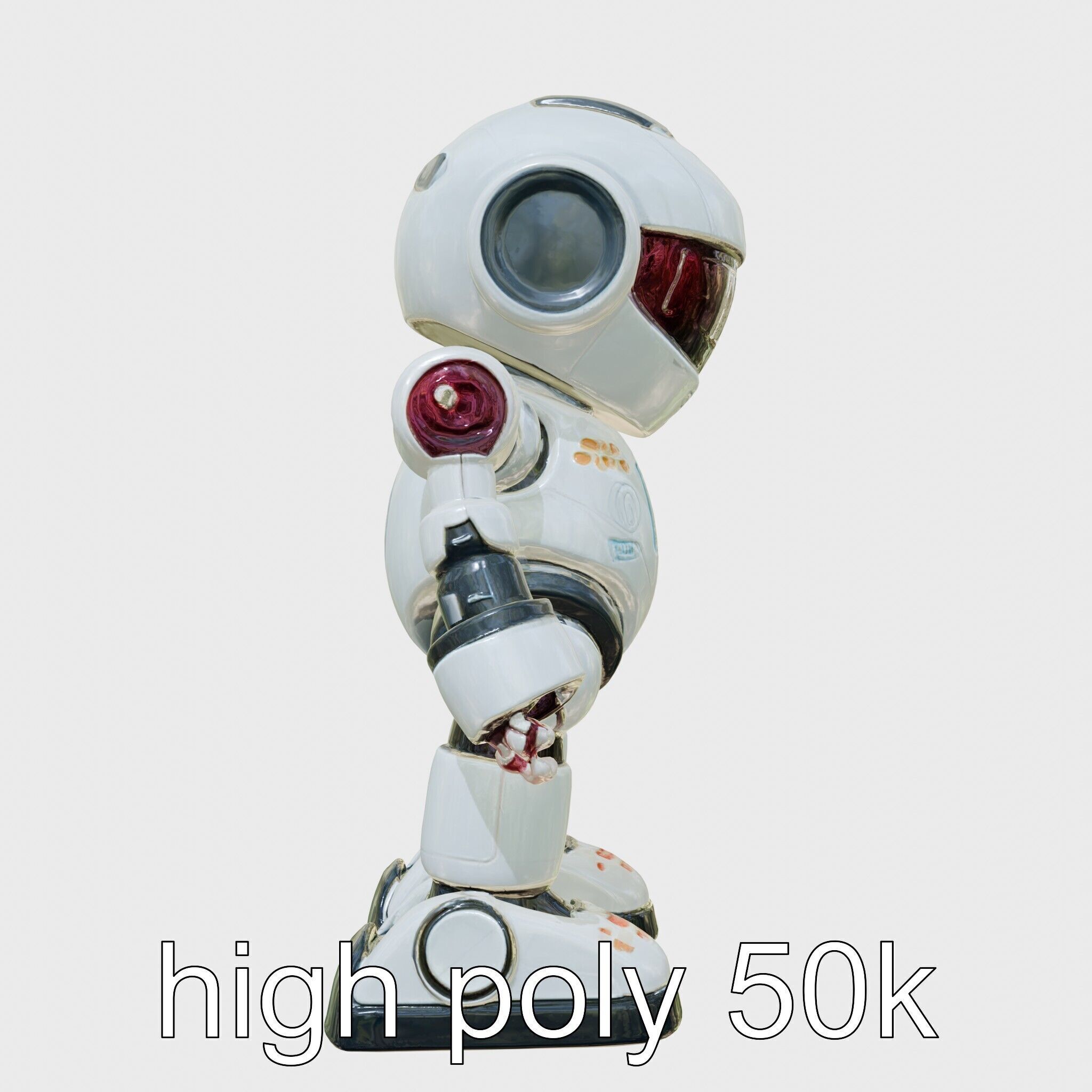 Stylish Robot Assistant with Neon Indicators Low-poly 3D model_25