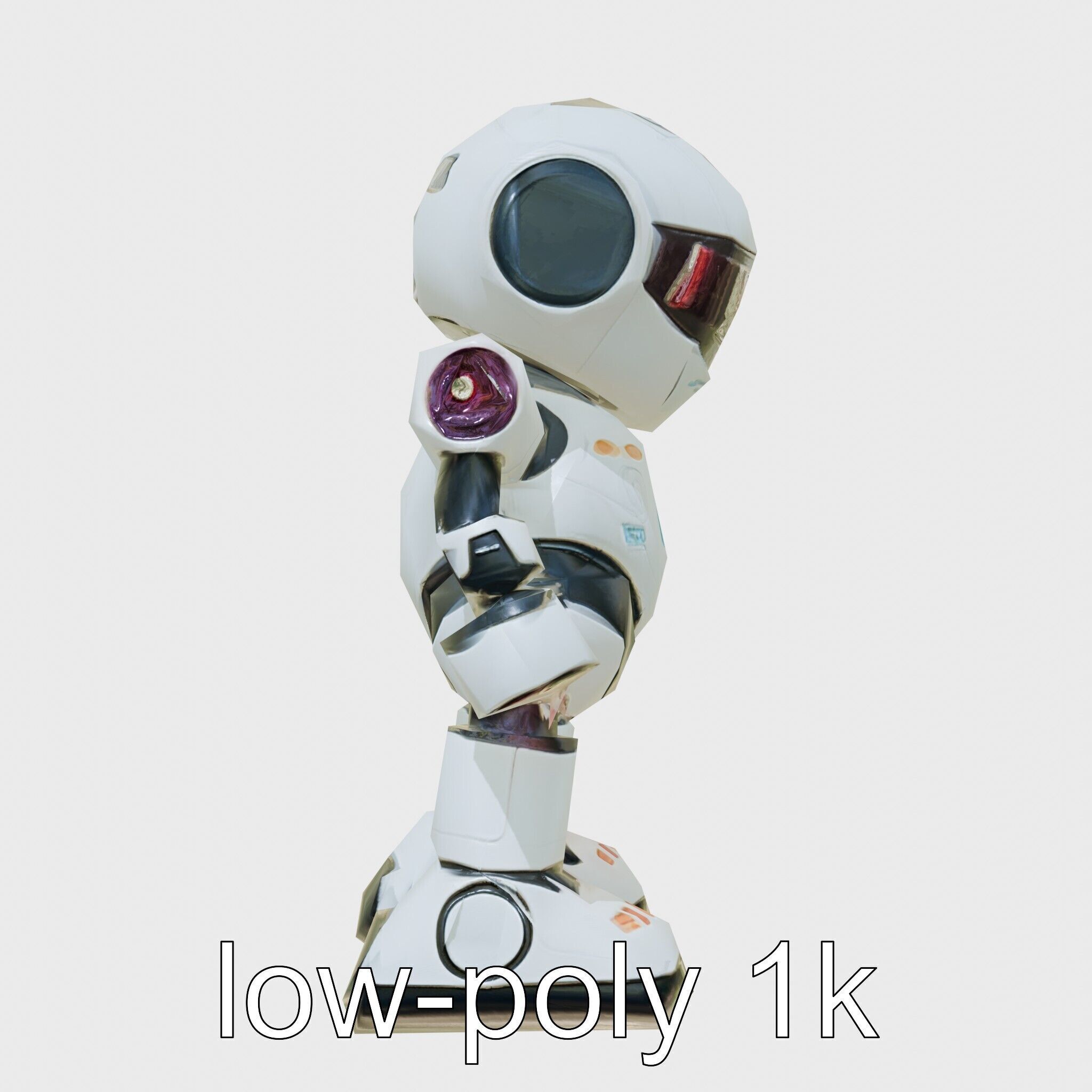 Stylish Robot Assistant with Neon Indicators Low-poly 3D model_10